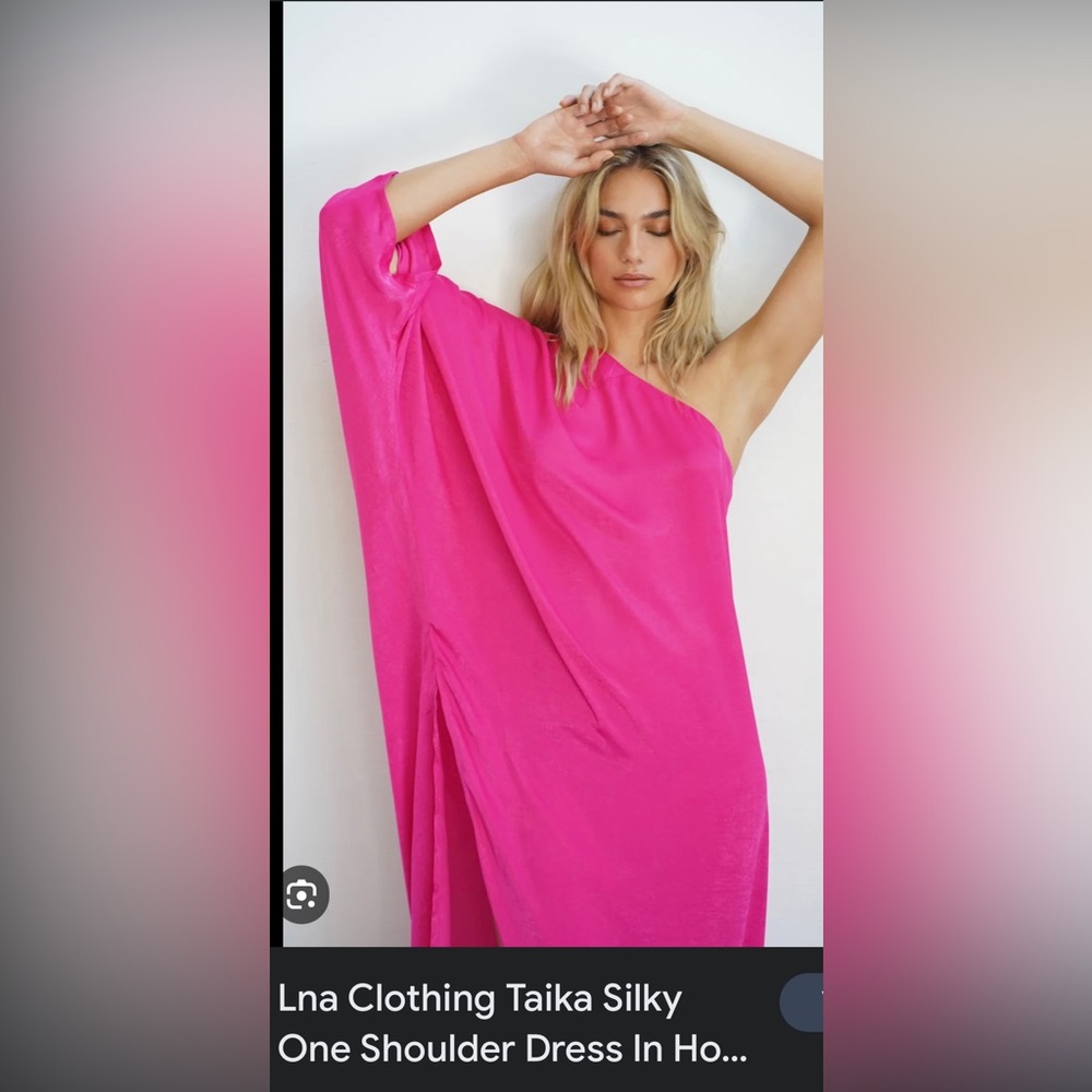LNA Silky one shoulder BARBIE pink dress.